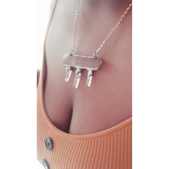 Tangerine quartz statement necklace handmade crystal necklace - Picture 12 of 12